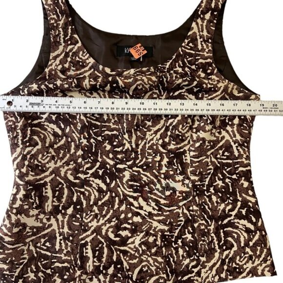 Kasper Pure Silk 2-Piece Blazer  Camisole Brown Black Cream Abstract Size US 8 - Picture 15 of 16